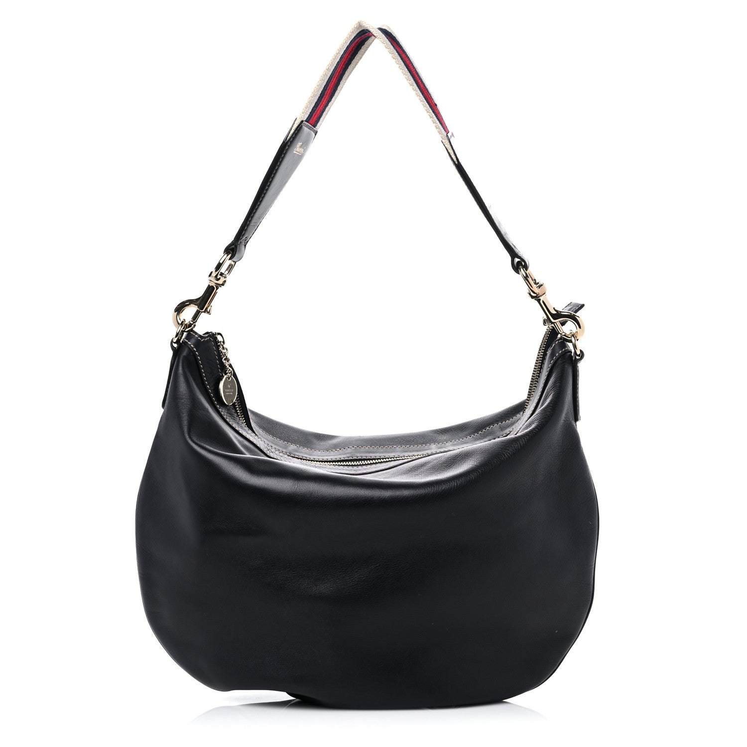 Gucci Calfskin Web Strap Hobo Black 1 of 14