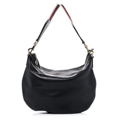 Gucci Calfskin Web Strap Hobo Black 1 of 14