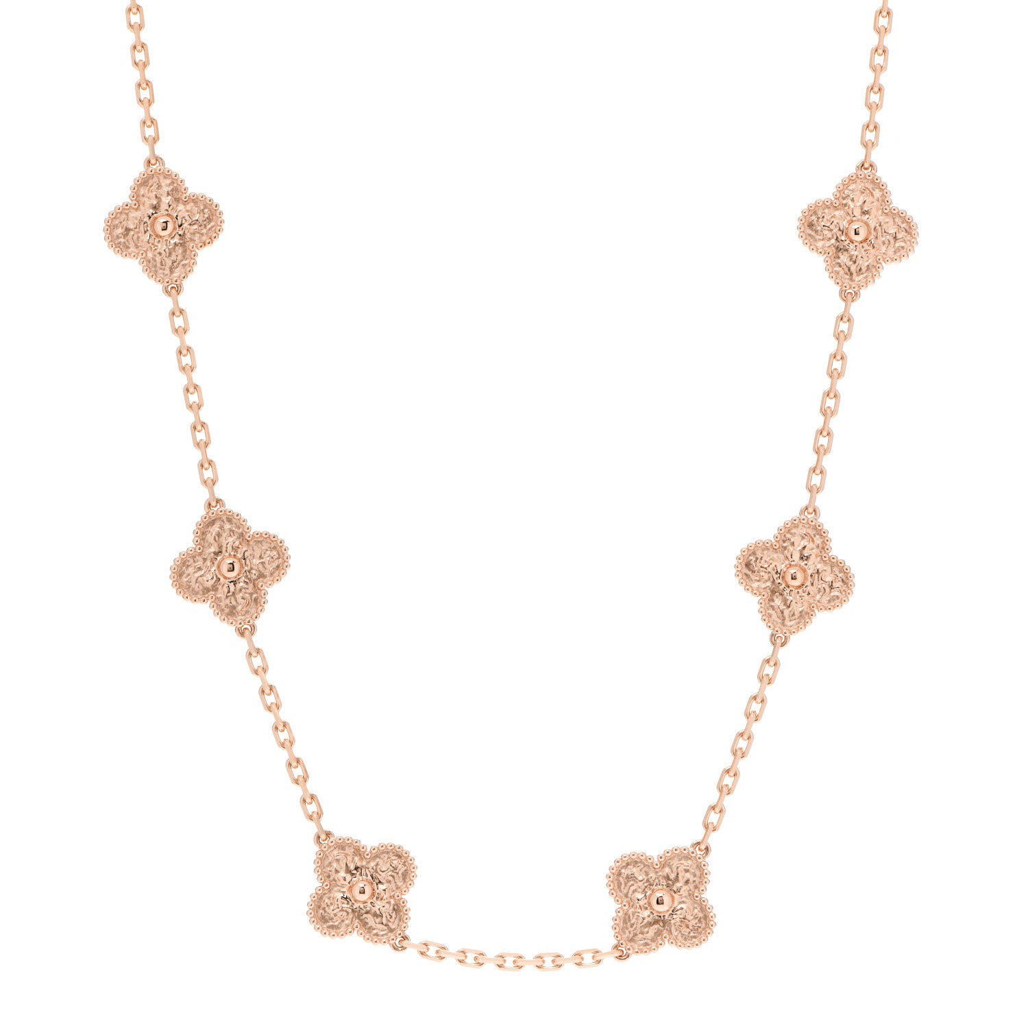 Van Cleef & Arpels 18K Rose Gold 10 Motifs Vintage Alhambra Necklace 1 of 6