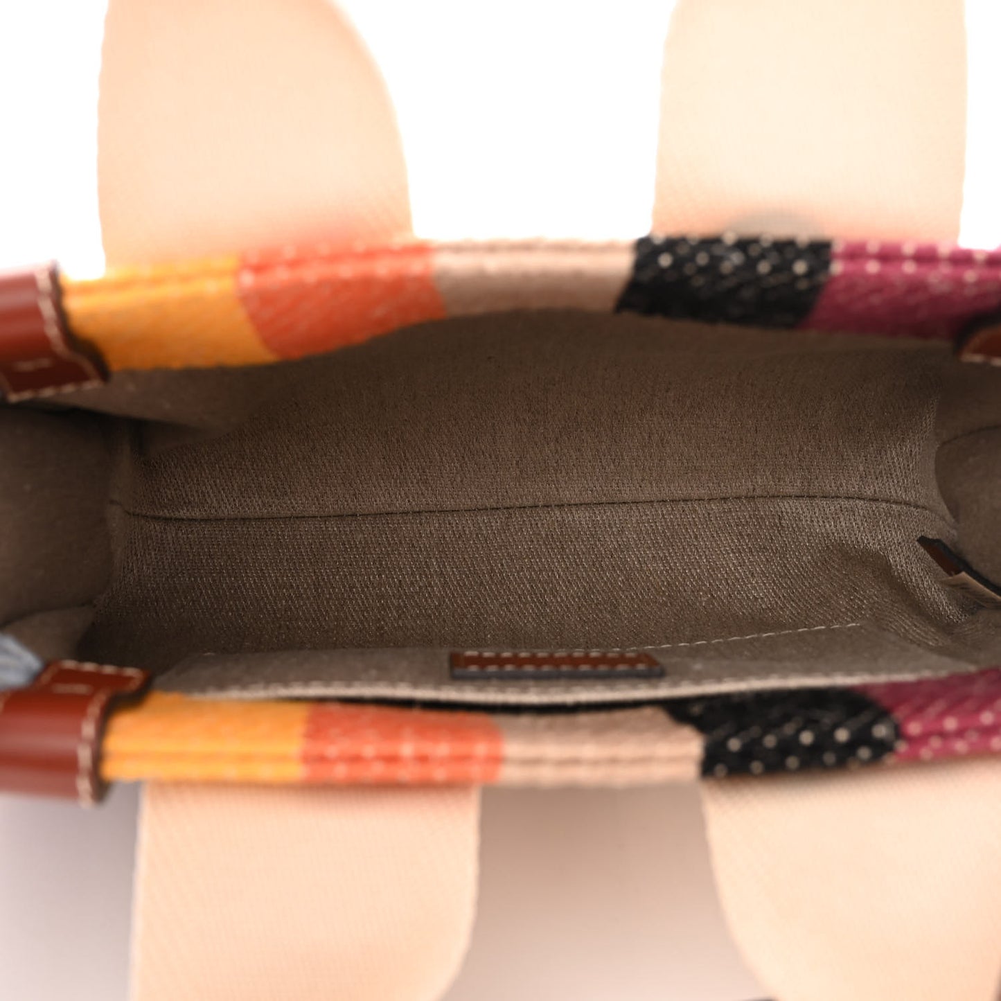 Cotton Calfskin Small Woody Striped Ribbon Tote Multicolor