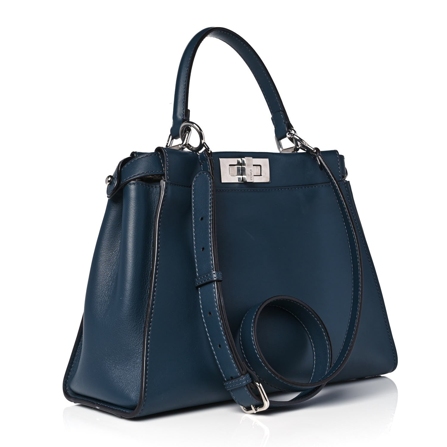 Fendi Vitello Seta Shiny Nappa Elaphe Medium Peekaboo Iconic Satchel Notturno Natural 3 of 8