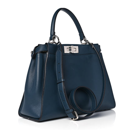 Fendi Vitello Seta Shiny Nappa Elaphe Medium Peekaboo Iconic Satchel Notturno Natural 3 of 8