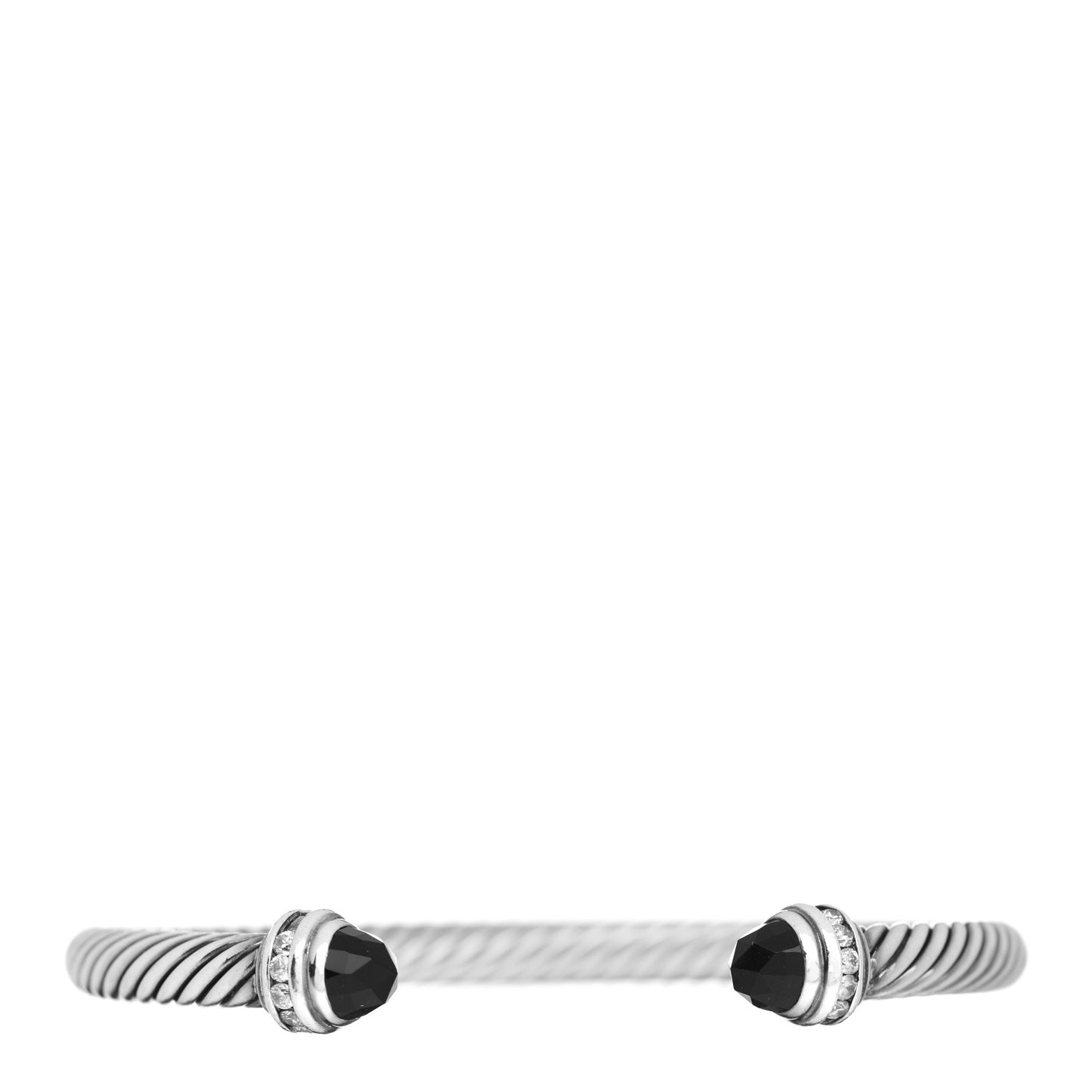 Sterling Silver Diamond Black Onyx 5mm Cable Classics Princess Bracelet