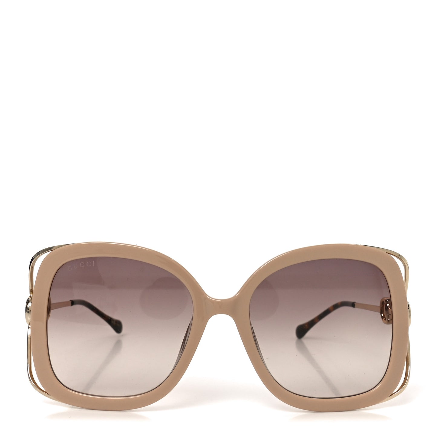 Acetate Horsebit Square Frame Sunglasses GG1021S Pink Tortoise