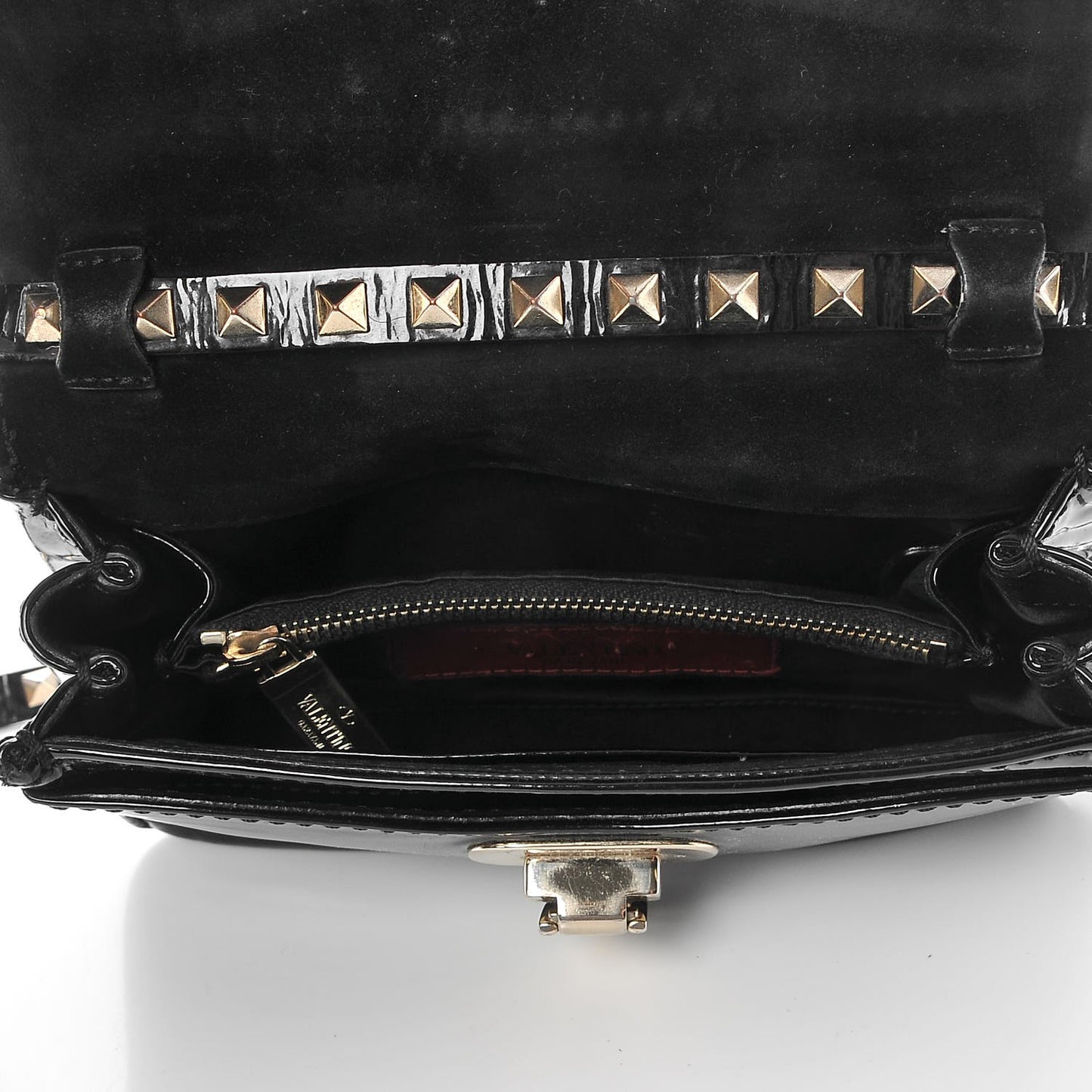 Patent Mini Rockstud Crossbody Bag Black