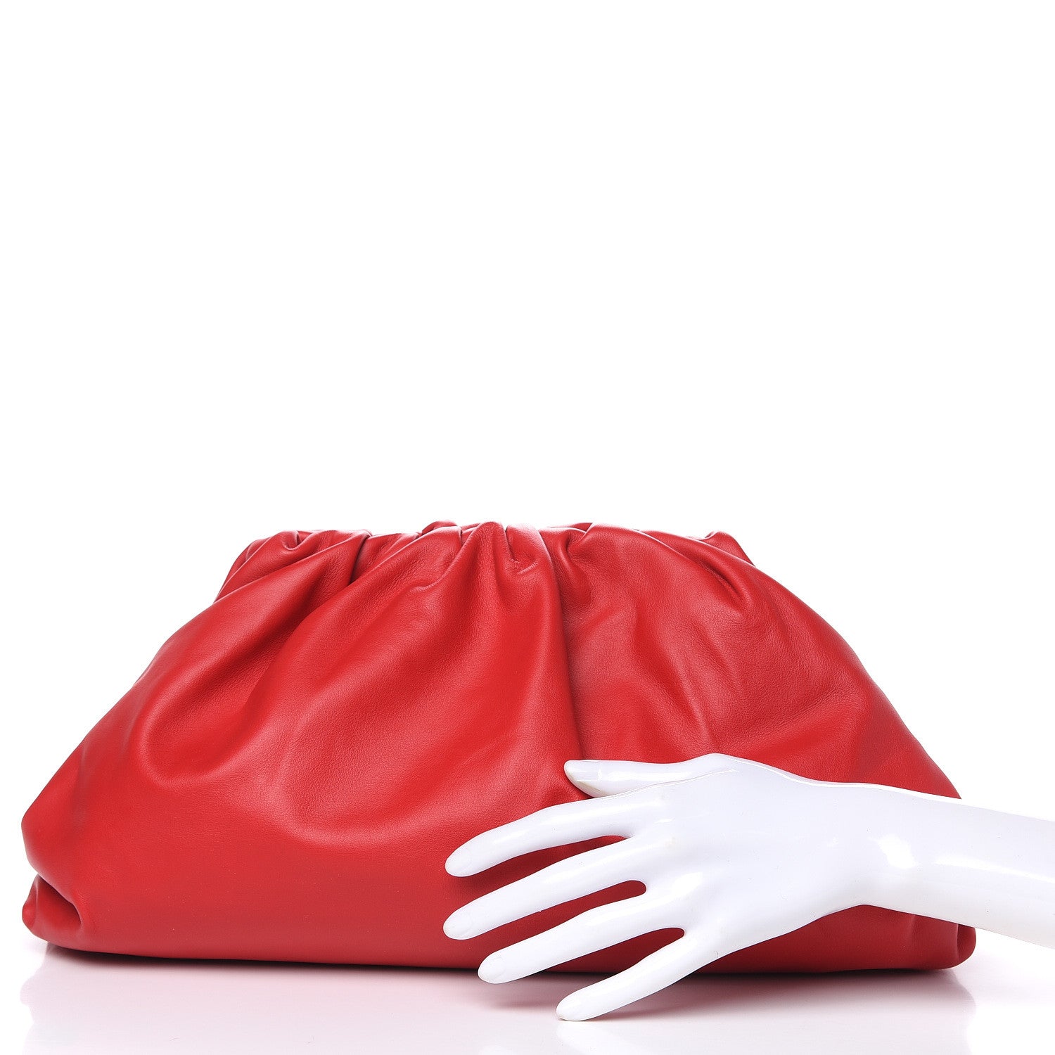 Bottega Veneta Smooth Butter Calf The Pouch Oversized Clutch Bright Red 2 of 10