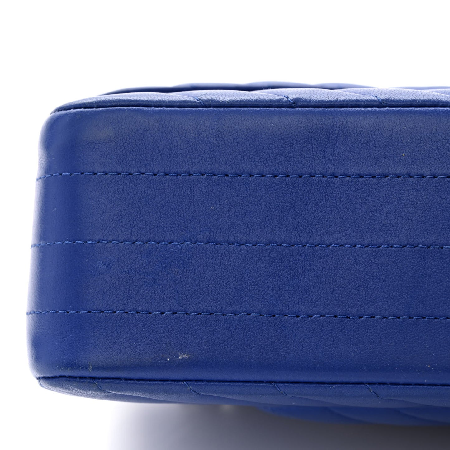 Lambskin Chevron Quilted Medium Double Flap Blue