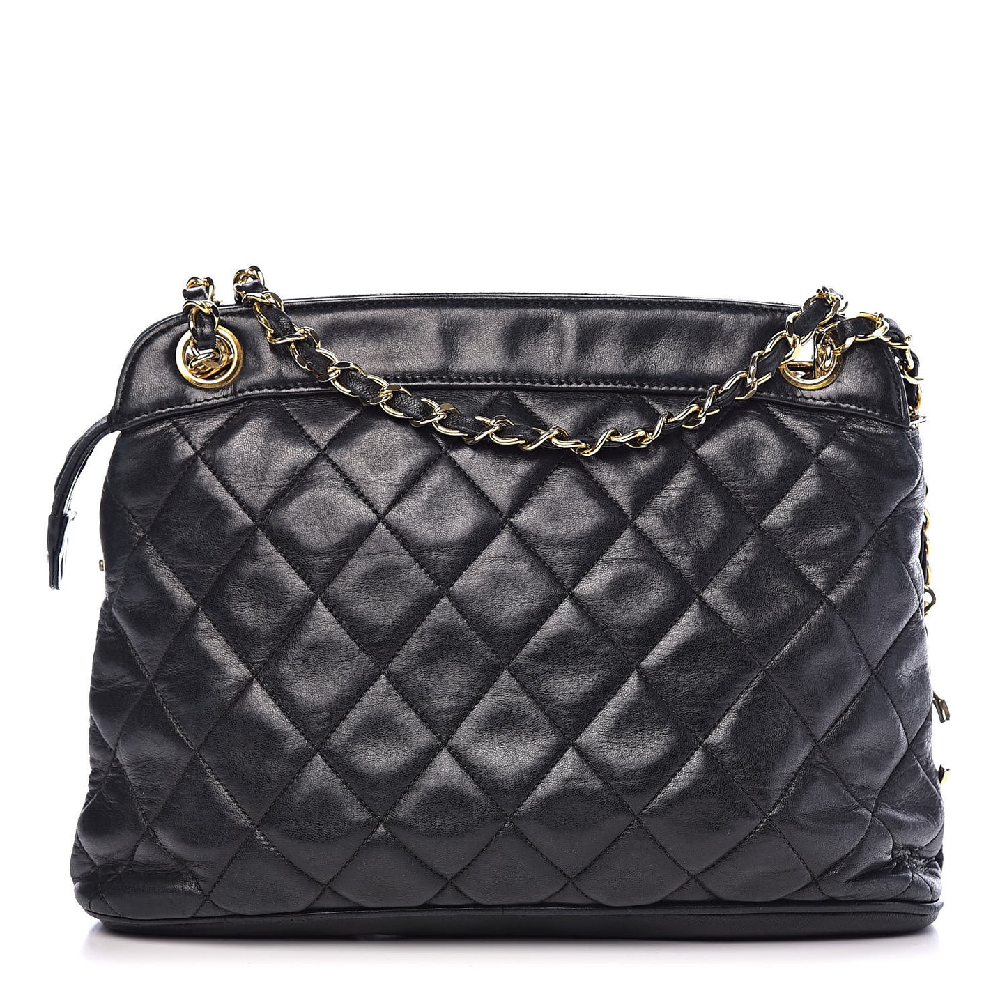 Lambskin Quilted Shoulder Bag Black