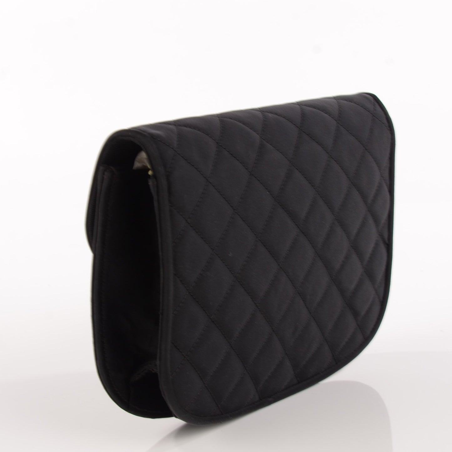 Satin Quilted Small Flap Black