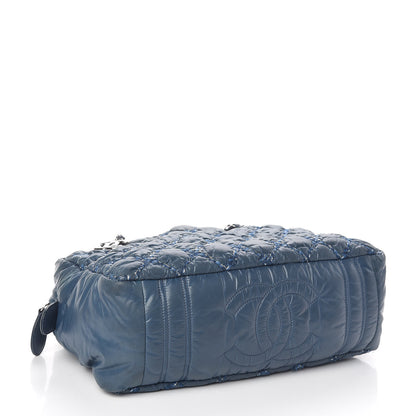 Chanel Nylon Quilted Tweed Stitch Bubble Camera Case Blue 4 of 15