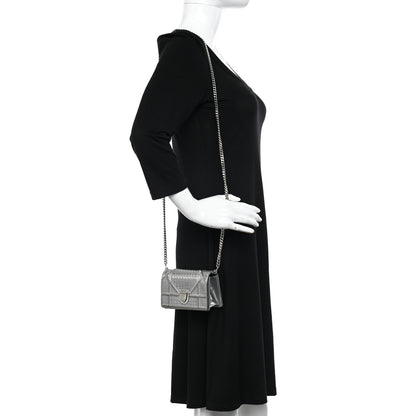 Christian Dior Metallic Patent Micro-Cannage Baby Diorama Flap Bag Silver 2 of 14