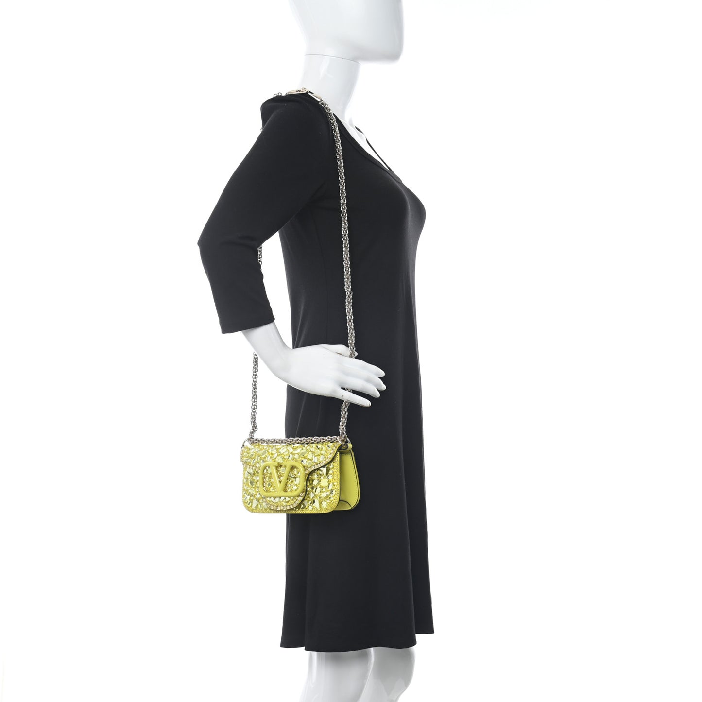 Crystal Nappa Enamel Vlogo Small Loco Shoulder Bag Lemon Cedar
