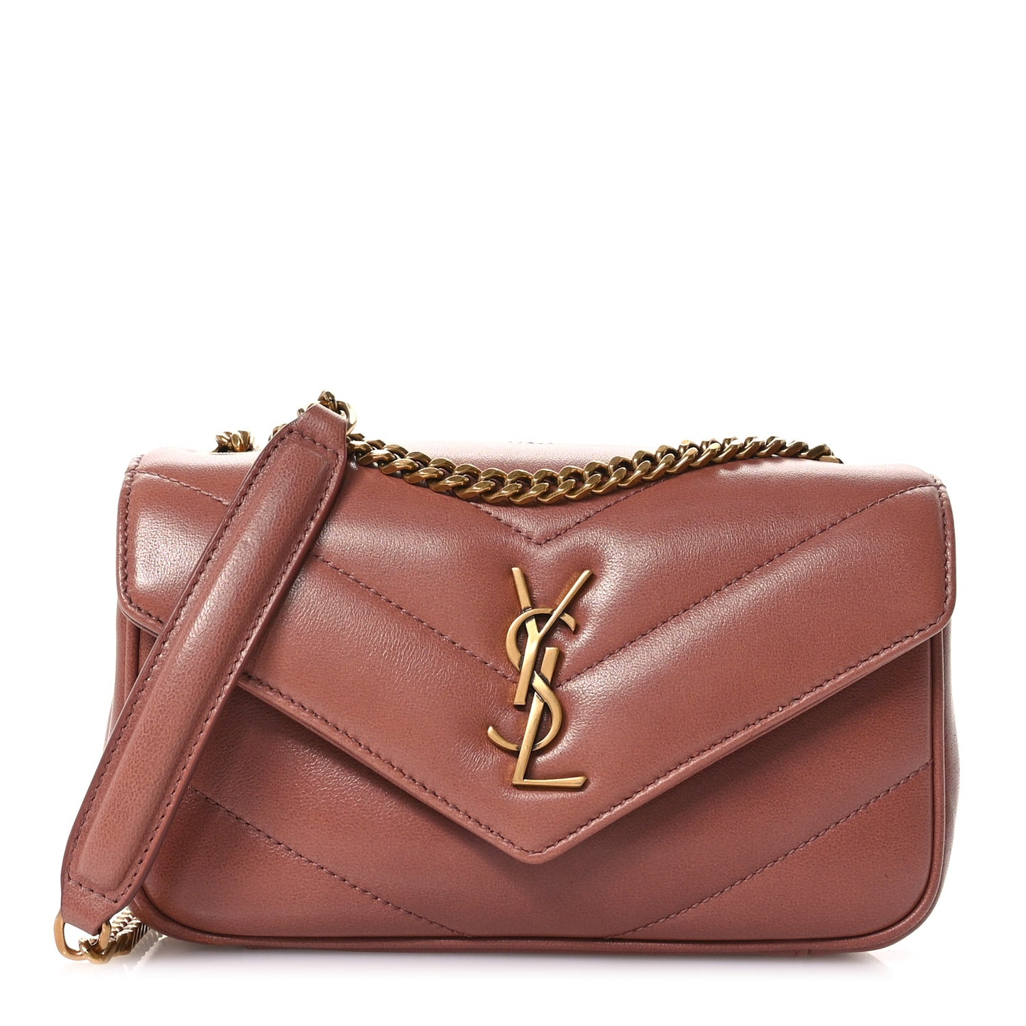 Lambskin Chevron Quilted Mini Loulou Bag Hortensia