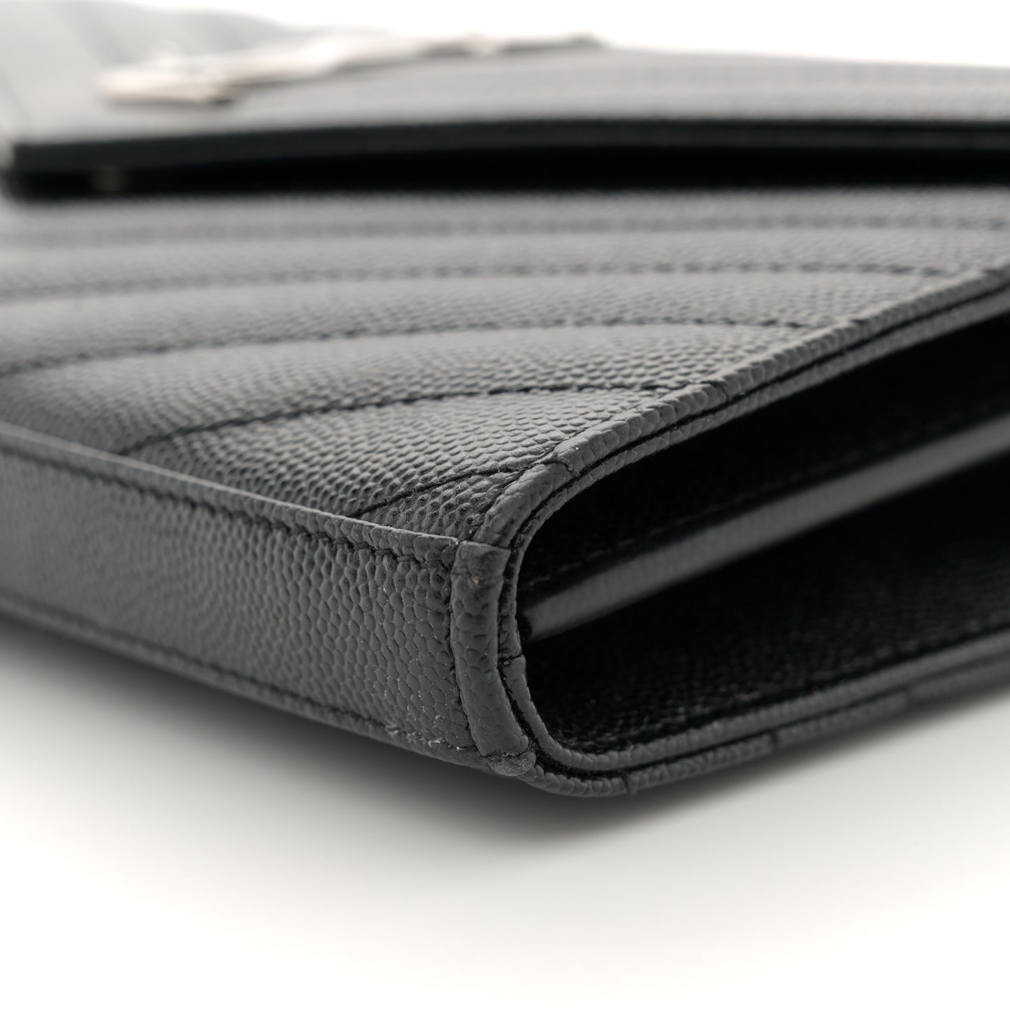 Grain De Poudre Matelasse Chevron Monogram Chain Wallet Black