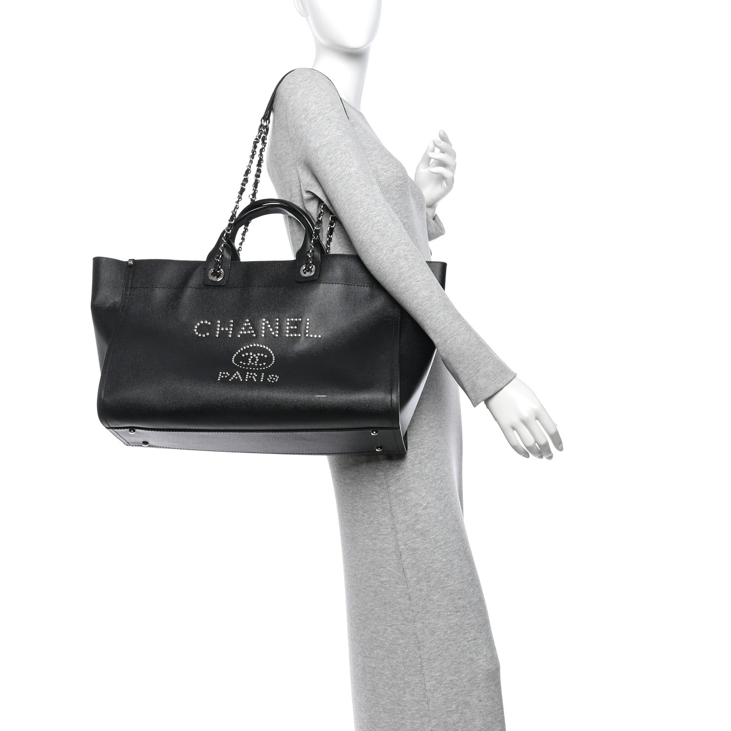 Chanel Caviar Extra Large Studded Deauville Tote Black 2 of 12
