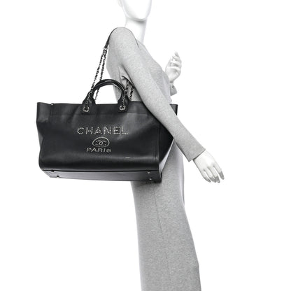 Chanel Caviar Extra Large Studded Deauville Tote Black 2 of 12