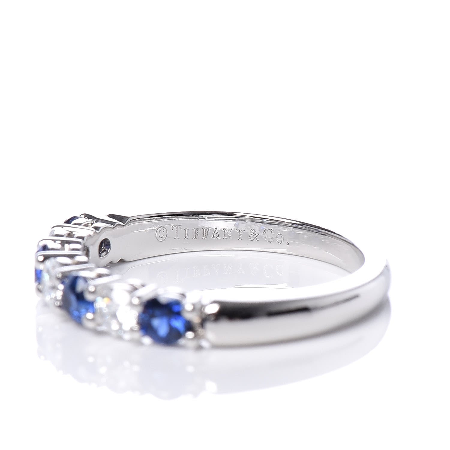 Tiffany Platinum Diamond Blue Sapphire Embrace Ring 49 5 5 of 6