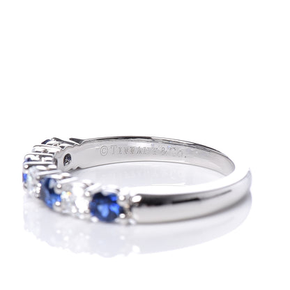 Tiffany Platinum Diamond Blue Sapphire Embrace Ring 49 5 5 of 6