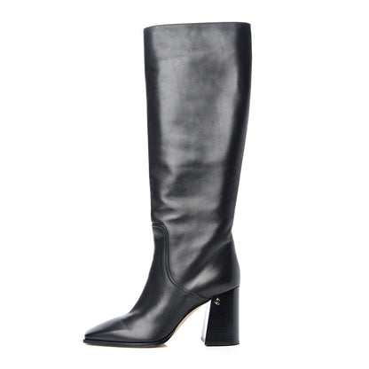 Jimmy Choo Calfskin Brionne 85 Knee High Boots 37.5 Black 1 of 9