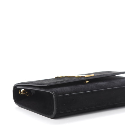 Saint Laurent Suede Small Classic Monogram Palm Tree Kate Satchel Black 8 of 10