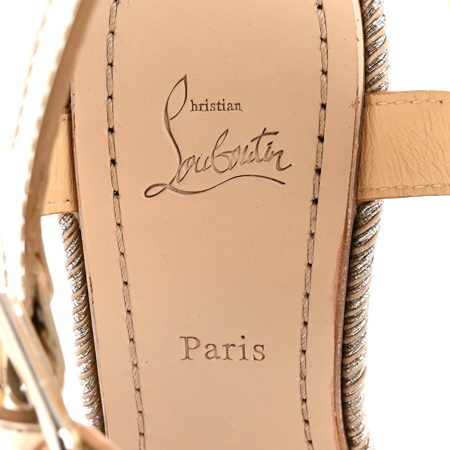 Christian Louboutin Calfskin Glitter Almeria 120 Wedge Sandals 37 Light Gold 7 of 13