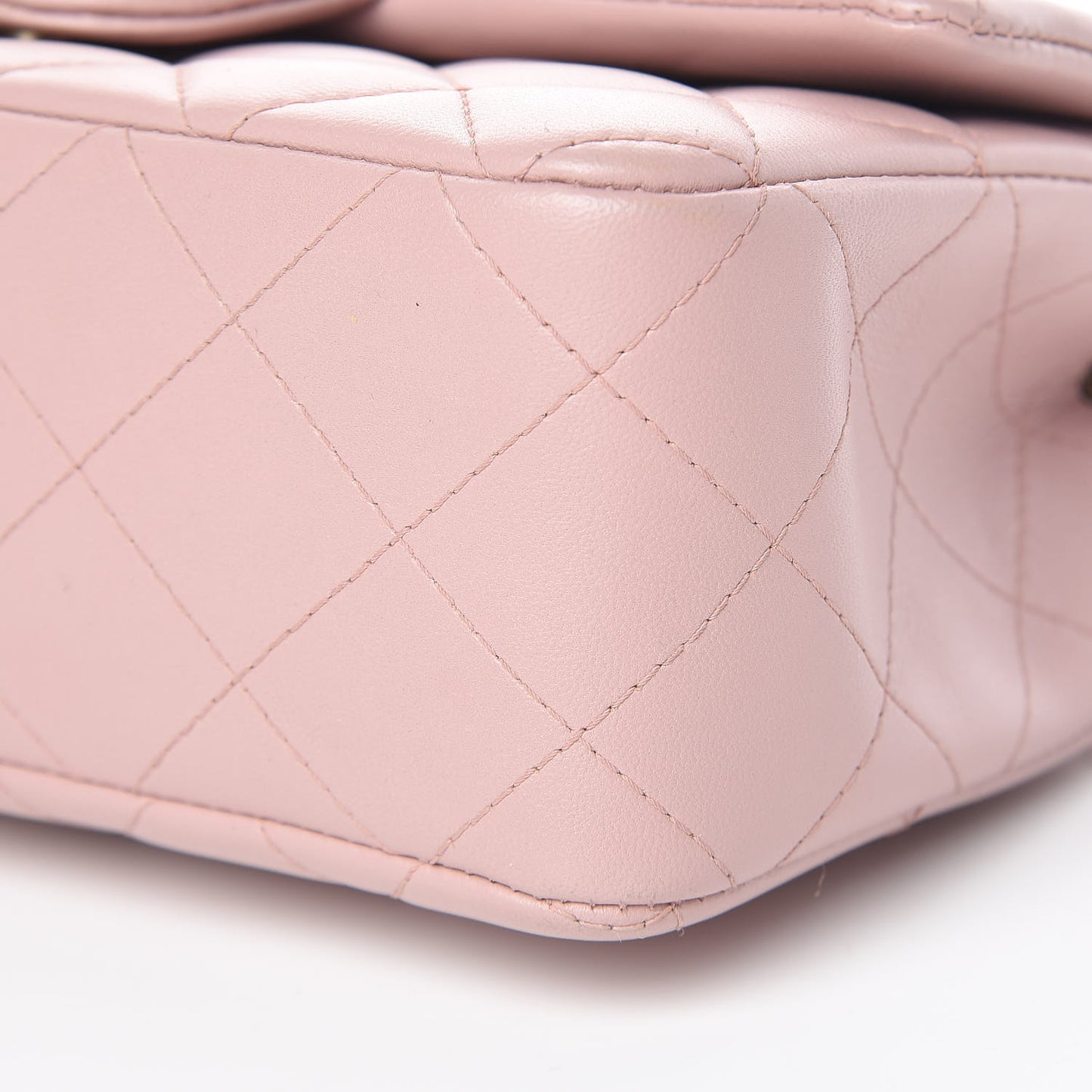 Lambskin Quilted Mini Rectangular Flap Light Pink