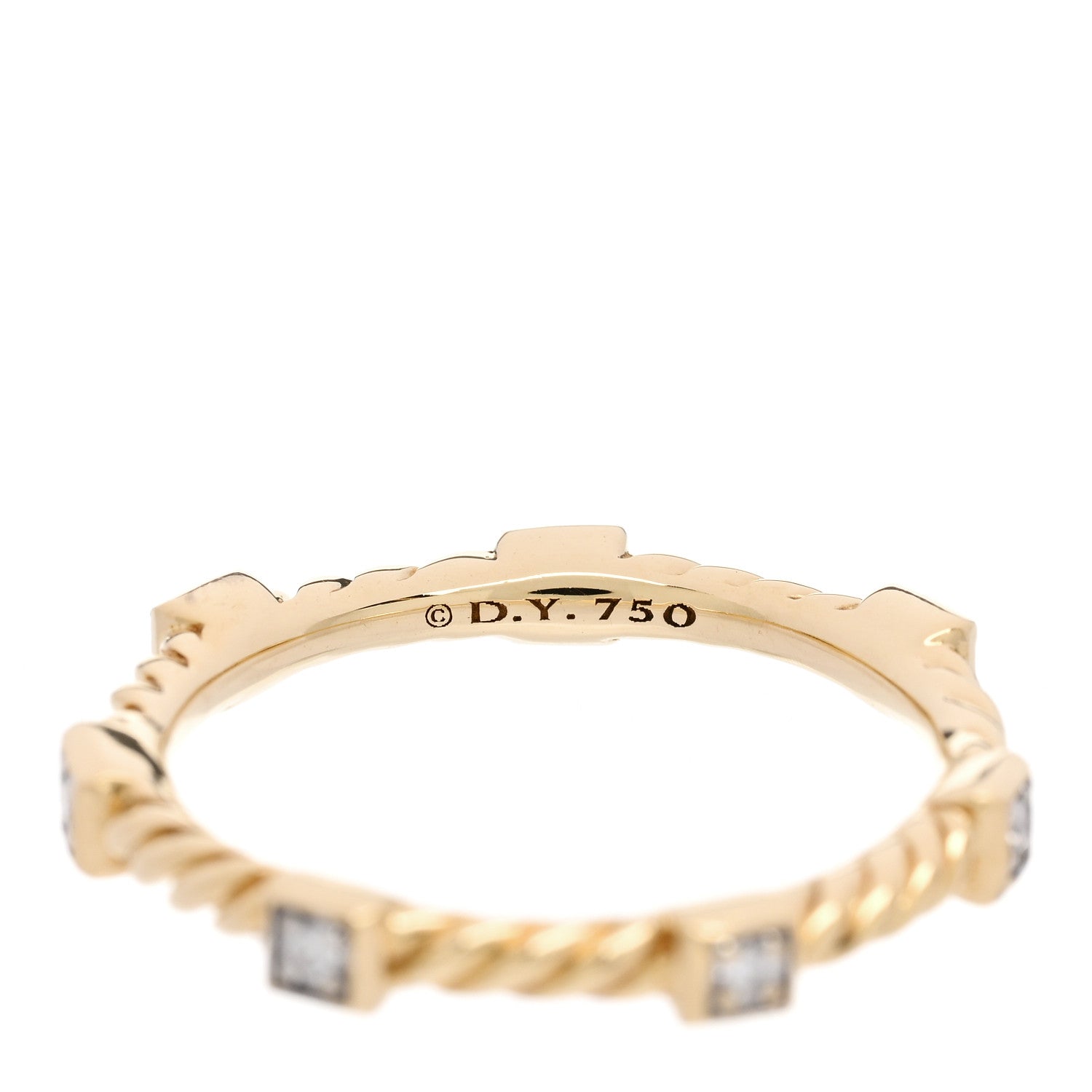 David Yurman 18K Yellow Gold Diamond Cable Collectibles Stack Ring 53 6.25 4 of 4