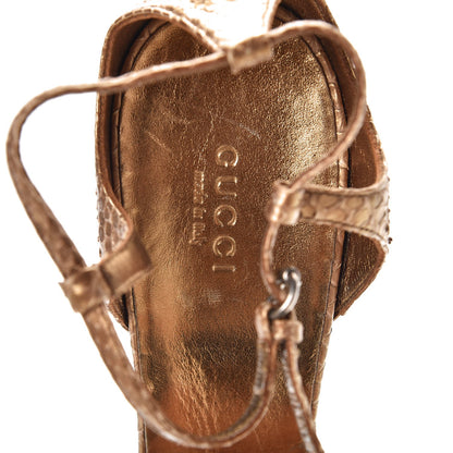 Gucci Metallic Python Platfrom Sandals 10.5 Gold 9 of 15