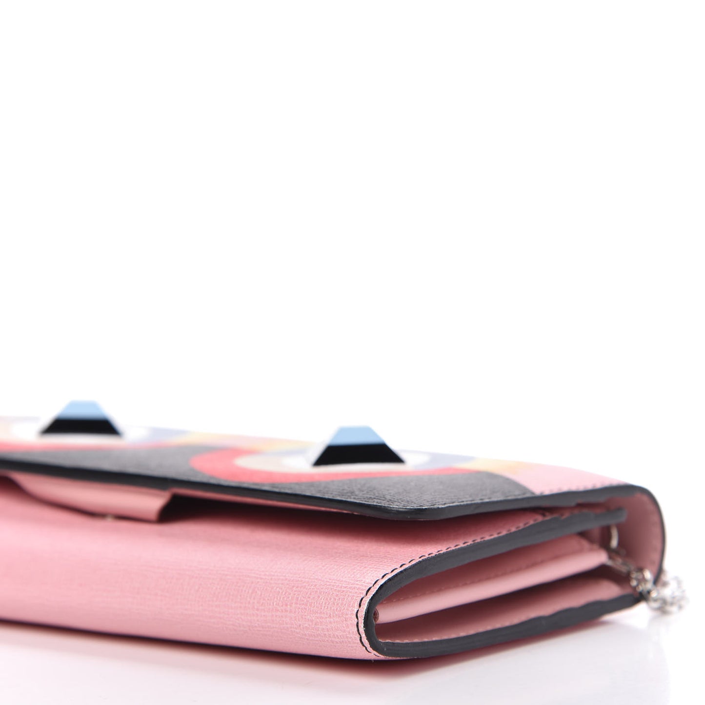Vitello Elite Century Hypnoteyes Studded Continental Wallet On Chain Bubblegum Multicolor