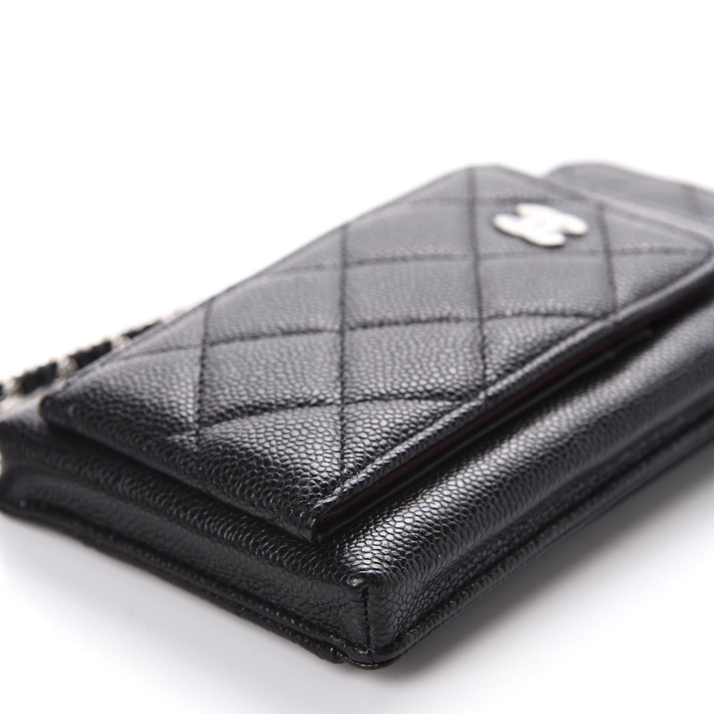 Caviar Quilted CC Phone Holder Black