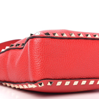 Valentino Garavani Pebbled Calfskin Mini Rockstud Flip-Lock Messenger Bag Red 6 of 10