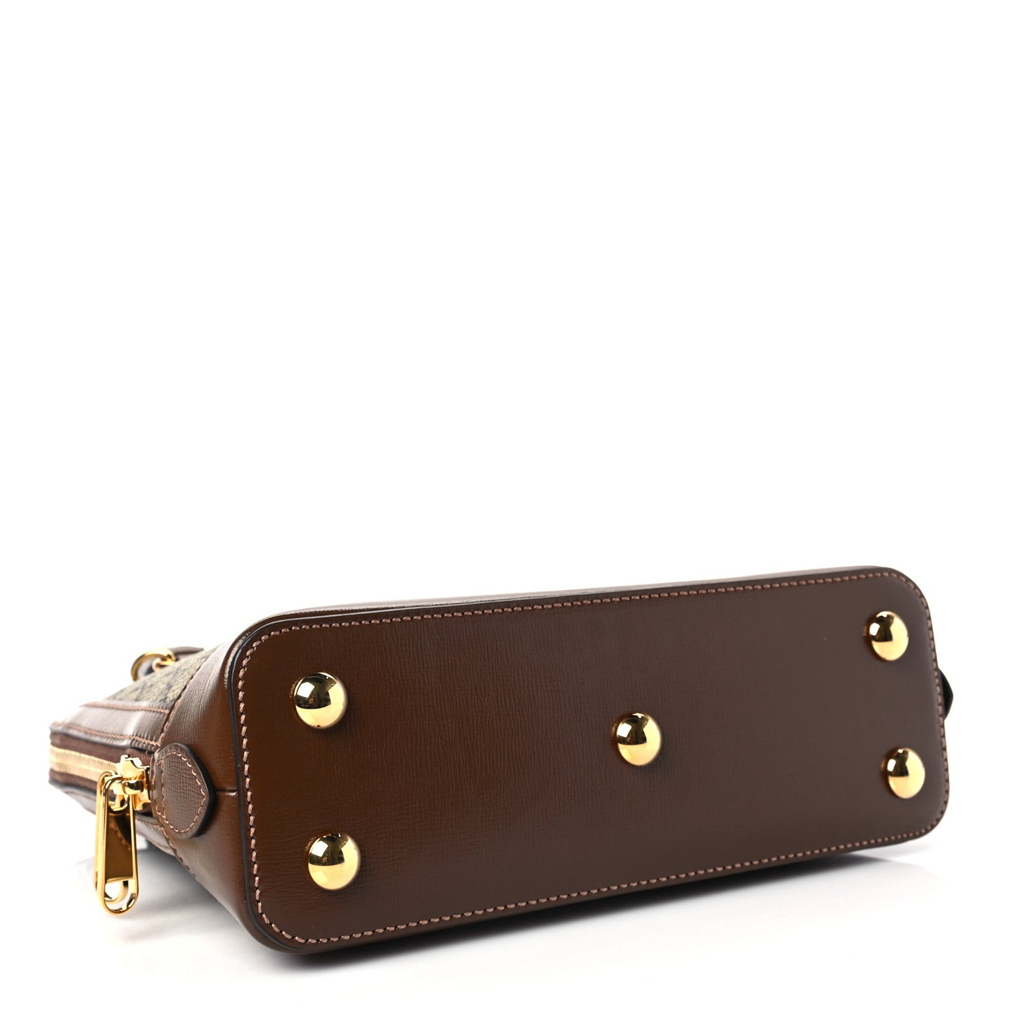GG Supreme Monogram Azalea Calfskin Small Horsebit 1955 Top Handle Bag Beige Ebony Brown Sugar