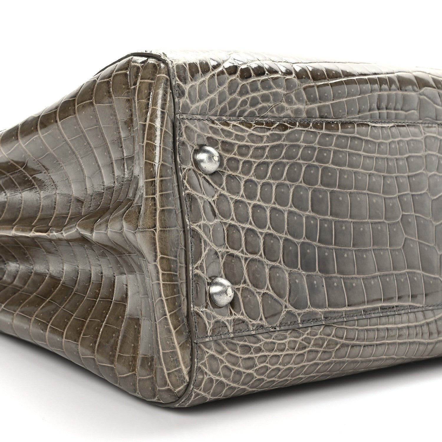Bottega Veneta Shiny Crocodile Top Handle Tote Grey 8 of 9