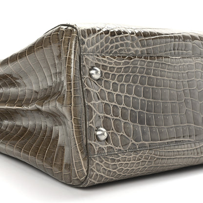 Bottega Veneta Shiny Crocodile Top Handle Tote Grey 8 of 9