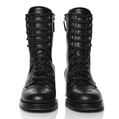 Chanel Calfskin Lace Up Combat Boots 40 Black 2 of 14