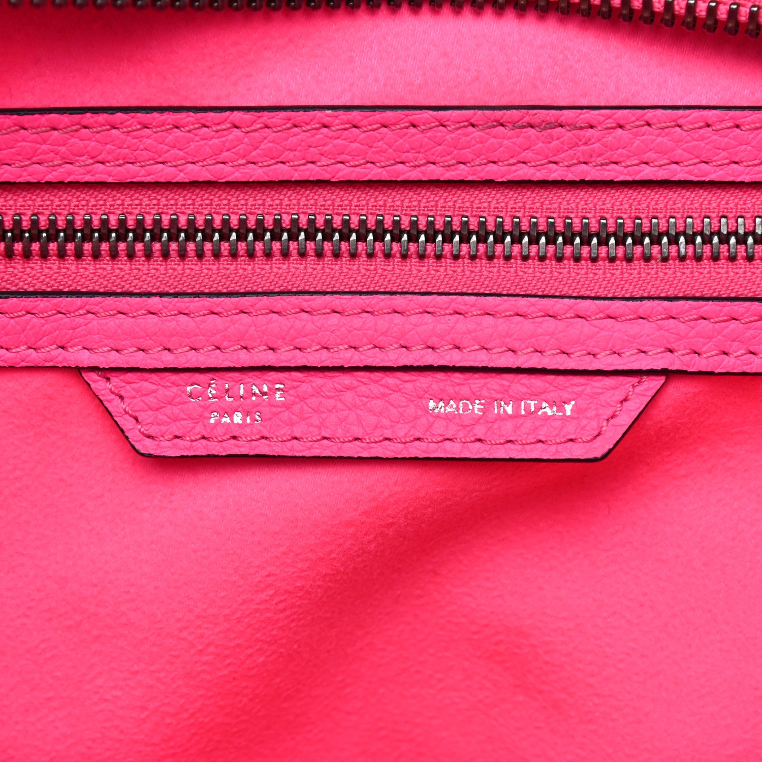 Celine Drummed Calfskin Mini Luggage Fluo Pink 6 of 11