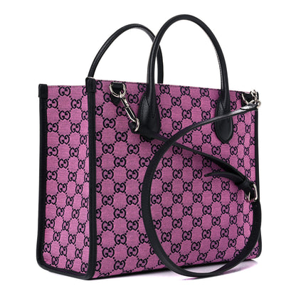 Gucci Monogram Multicolor Textured Dollar Calfskin Small Retro Interlocking G Tote Bag Pink Blue 2 of 10