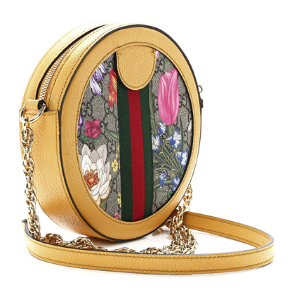 Gucci GG Supreme Monogram Flora Web Mini Ophidia Round Shoulder Bag Beige Multicolor Crop 3 of 12