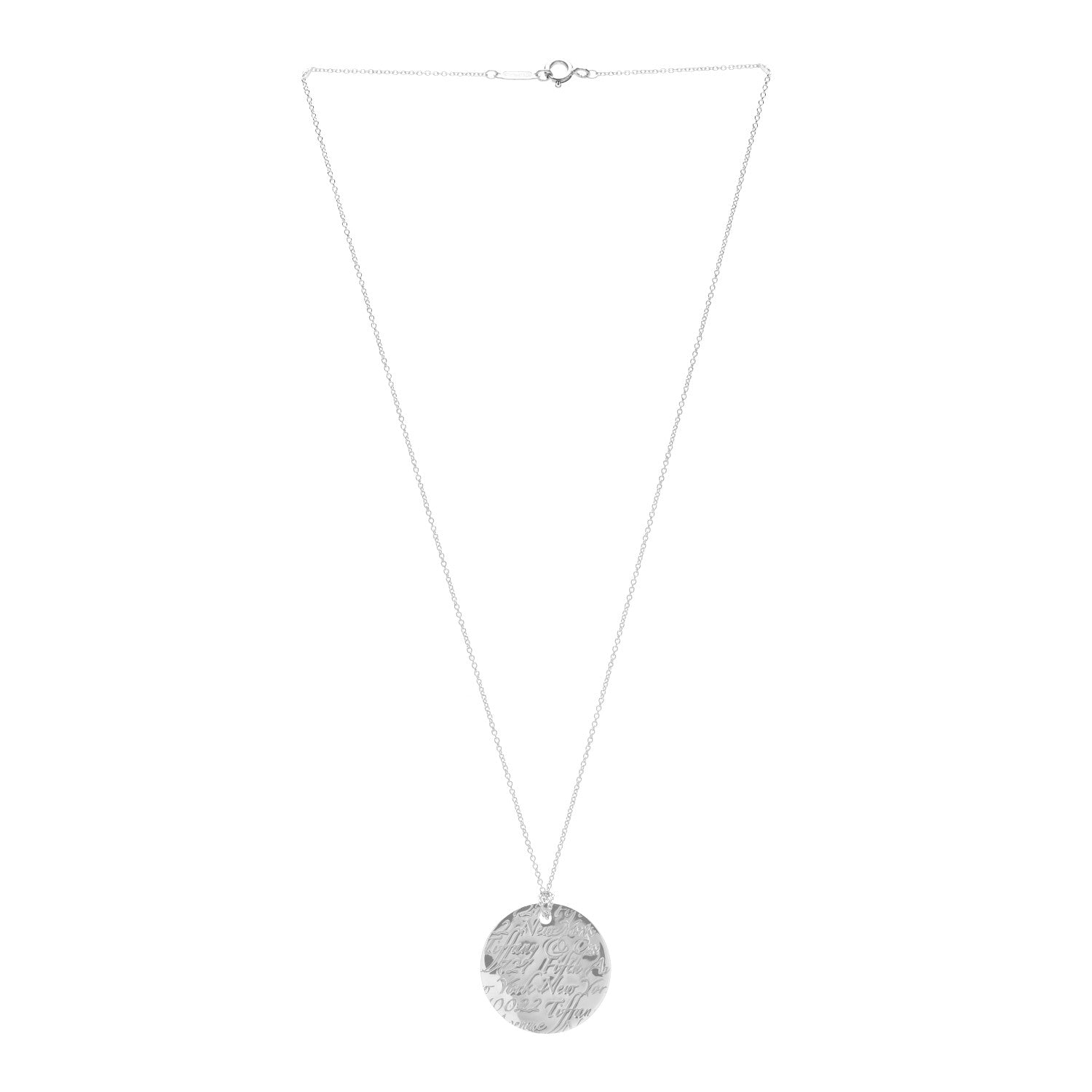 Tiffany Sterling Silver Notes Round Pendant Necklace 3 of 4