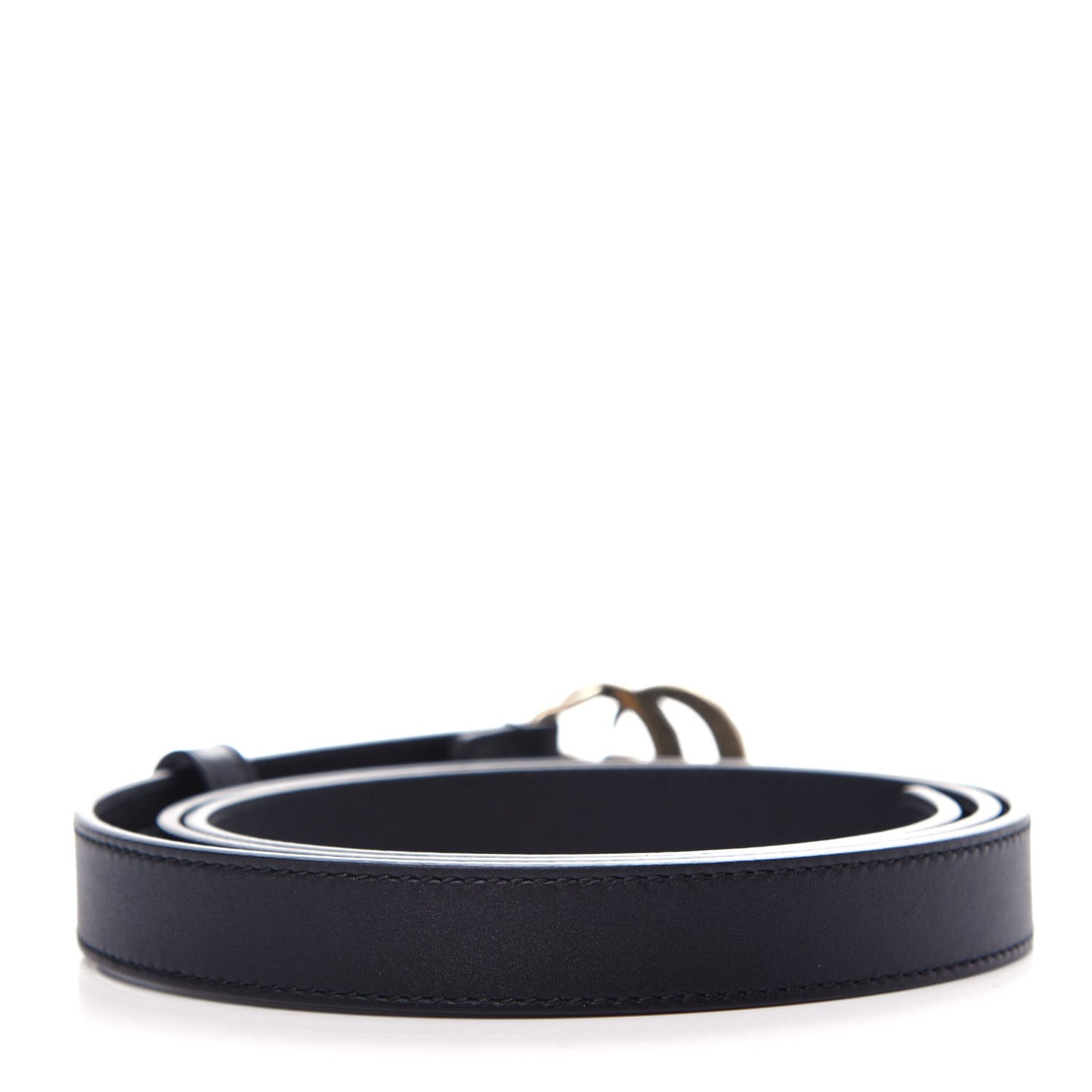 Calfskin Pearl Double G 20mm Belt 100 40 Black Cream