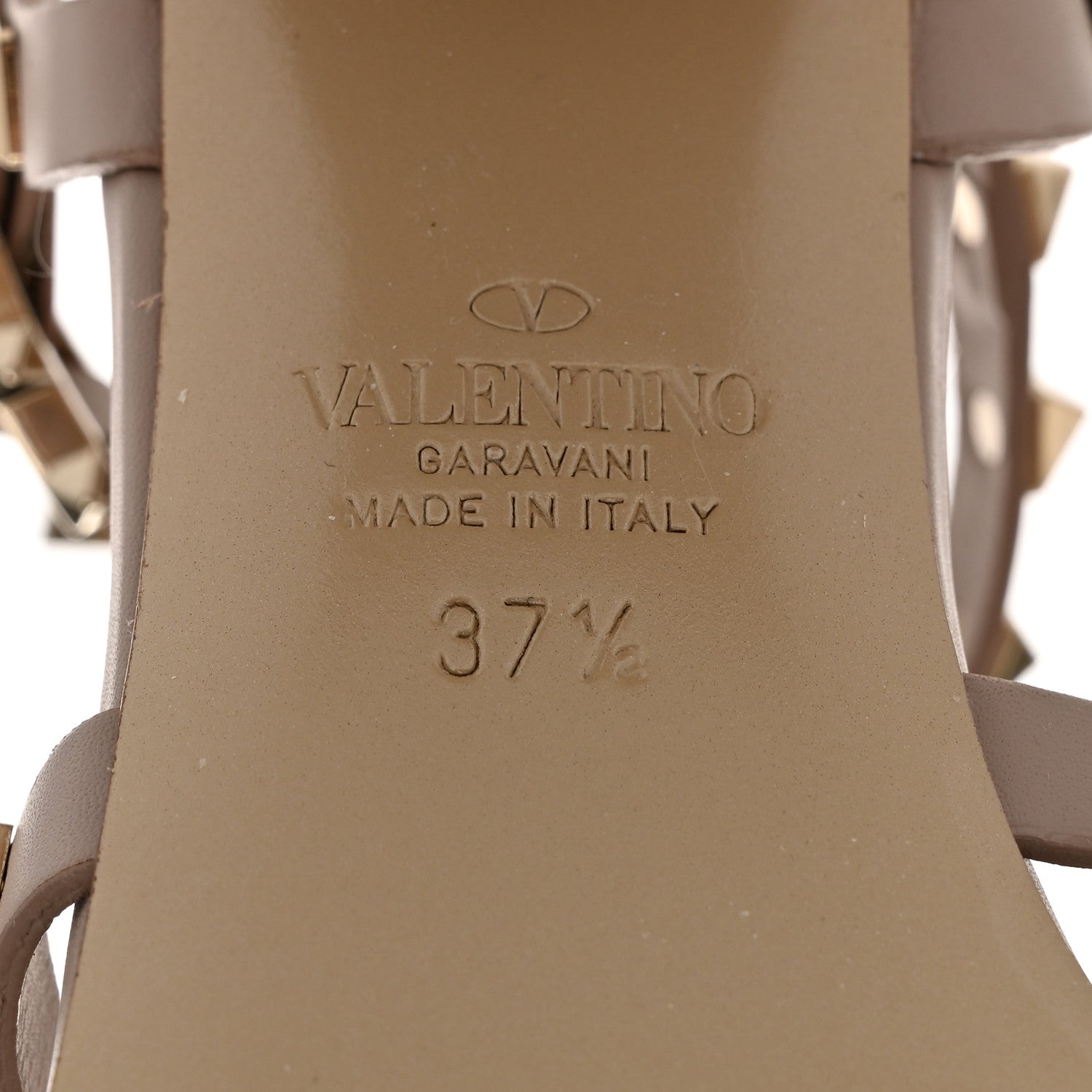 Valentino Garavani Calfskin Rockstud 60mm City Sandals 37.5 Poudre 7 of 8