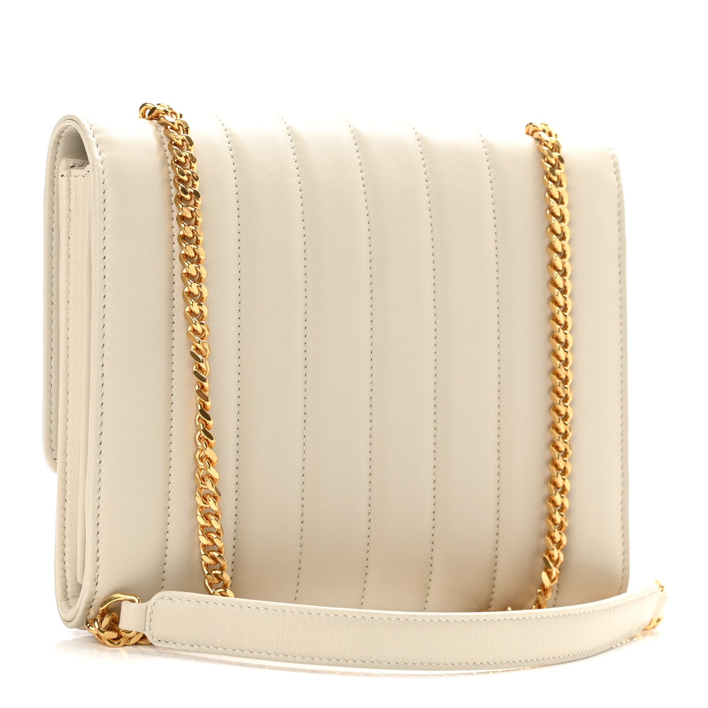 Lambskin Matelasse Monogram Vicky Chain Wallet Off White