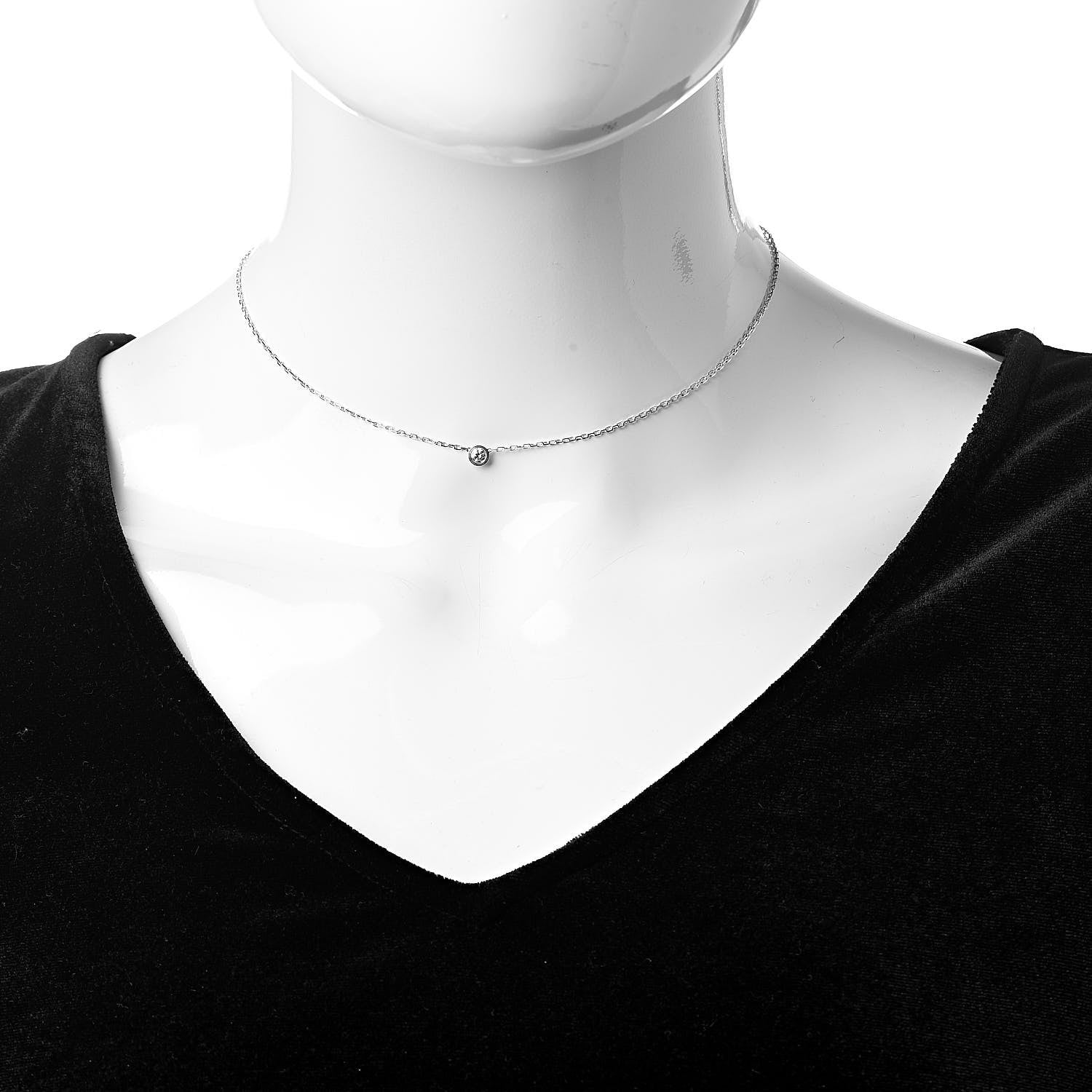 Cartier 18K White Gold Diamond SM D'Amour Pendant Necklace 2 of 6