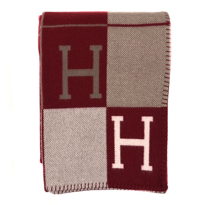 Hermes Wool Cashmere Avalon III Blanket Ecru Rouge H 1 of 3