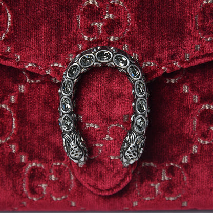 Gucci Velvet GG Monogram Mini Dionysus Chain Wallet Red Cipria 10 of 11