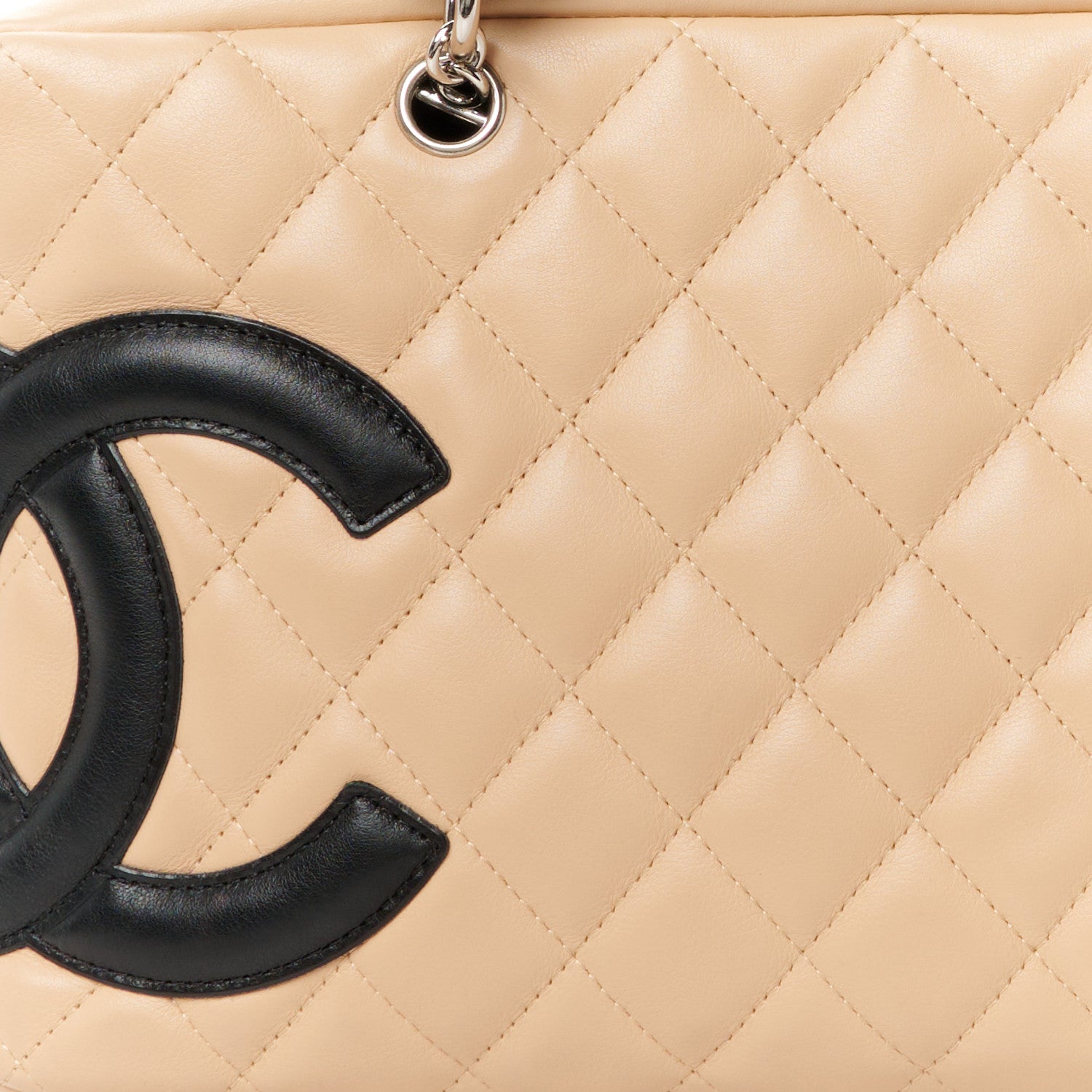 Chanel Calfskin Quilted Large Cambon Bowler Beige Black 8 of 10