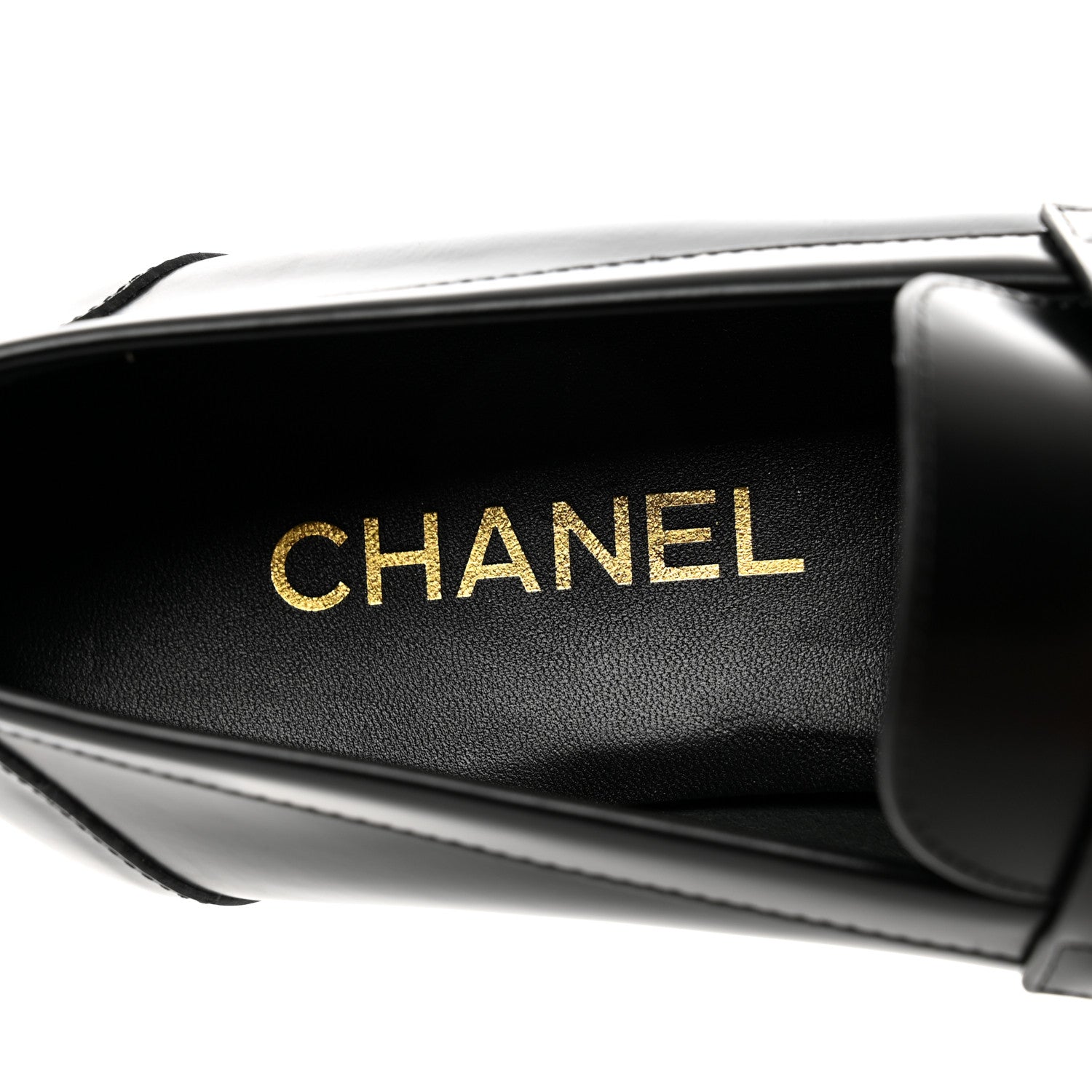 Chanel Shiny Calfskin CC Loafers 40 Black White 7 of 8