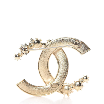 Chanel Crystal CC Gem Brooch Gold 3 of 4