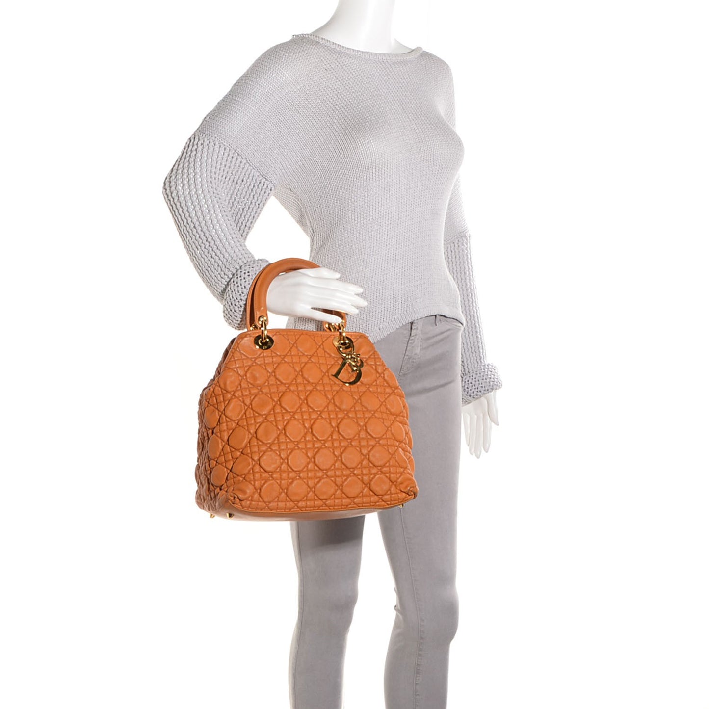 Lambskin Cannage Soft Large Lady Dior Tote Tan