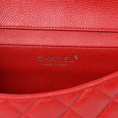Chanel Caviar Quilted Clutch With Chain Flap Red 6 of 12